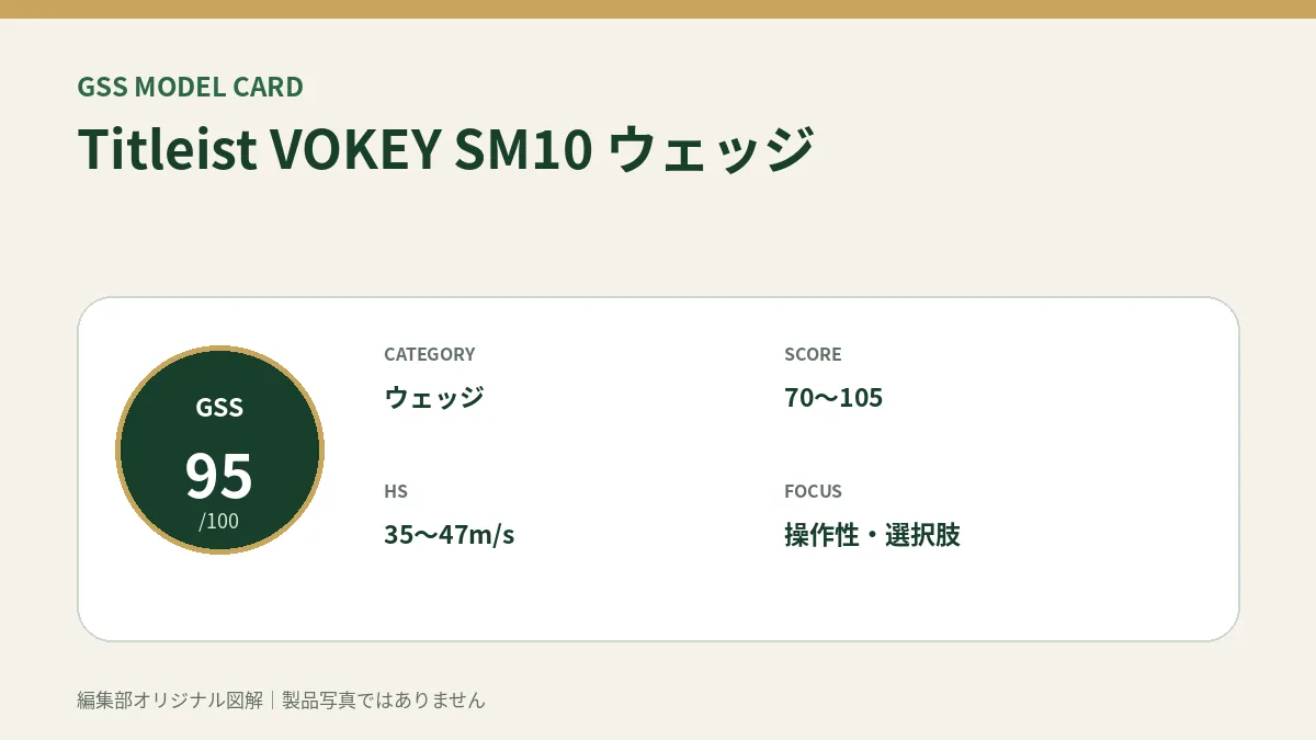 Titleist VOKEY SM10 ウェッジのGSS評価概要図。対象スコア・ヘッドスピード・重視ポイントを整理。